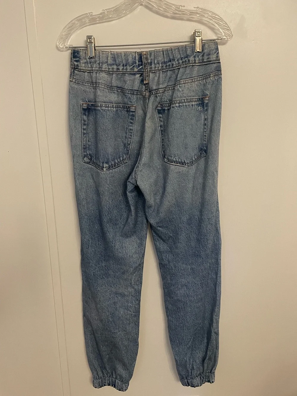 rag & bone rb Miramar Light Blue Relaxed Denim Print Joggers Cotton Terry Sz:S